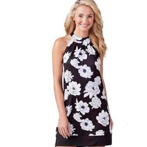 Mud Pie Women's Natalie Bow Tie Black & White Dress Size Lg (12-14) NEW